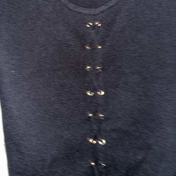 Carmen Marc Valvo women’s black ribbed lace up detail blouse XL contemporary - Picture 6 of 6